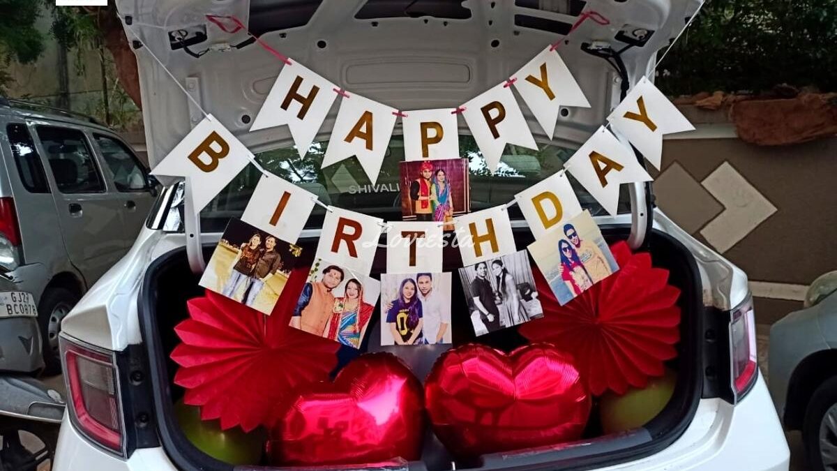 02M - Car Dikki Decoration Kit with Happy Birthday - Set of 55 Pcs