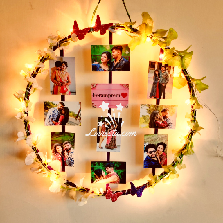 Fairy Light Round Wall Hanging Picture Frame - Loviesta