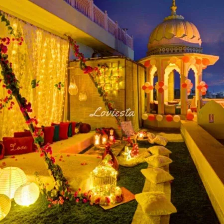 Romantic Fairytale Fountain Candlelight Dining on Rooftop, Jaipur