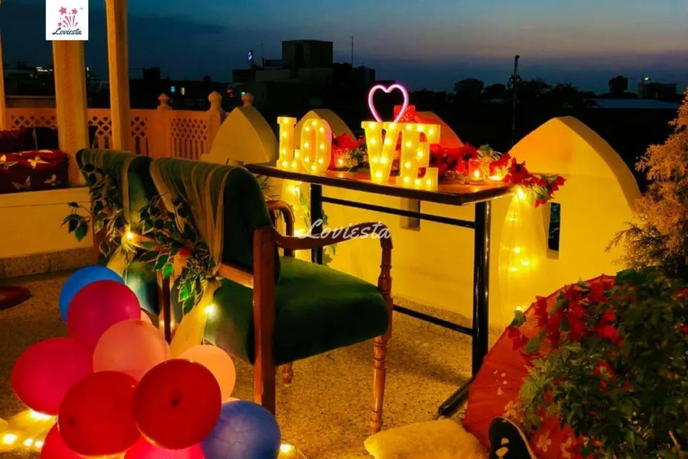 Romantic Forest View Rooftop Dinner Date In Jaipur