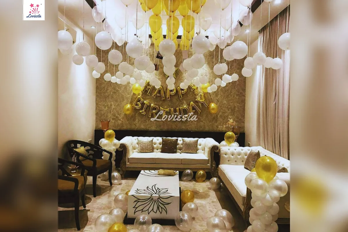 Hanging Balloon Decoration For Birthday Surprise At Home