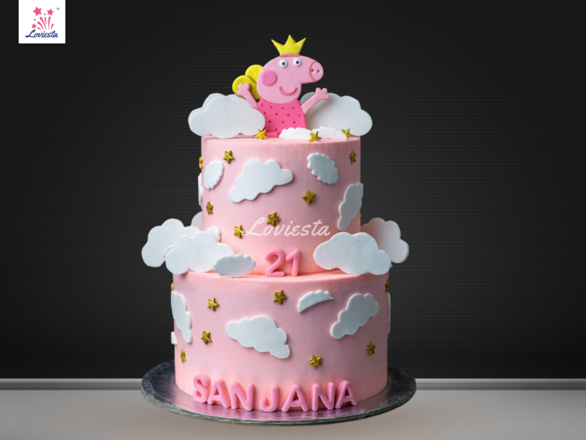 Buy 4th Birthday Customized Peppa Pig Cake Online, Same Day Delivery-  GiftzBag