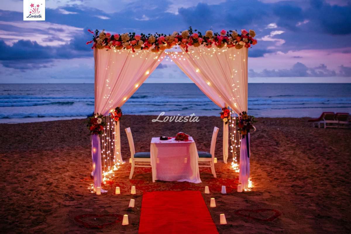 Exquisite Floral Cabana Dining At Beach In Goa