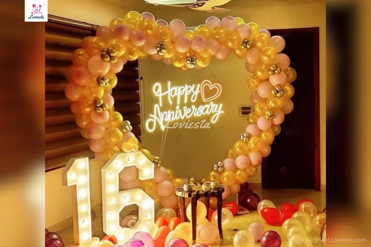 Endearing Anniversary Decoration In Heart Frame At Home