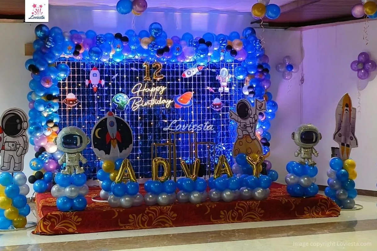 Premium Space Theme Birthday Decoration In Part Hall