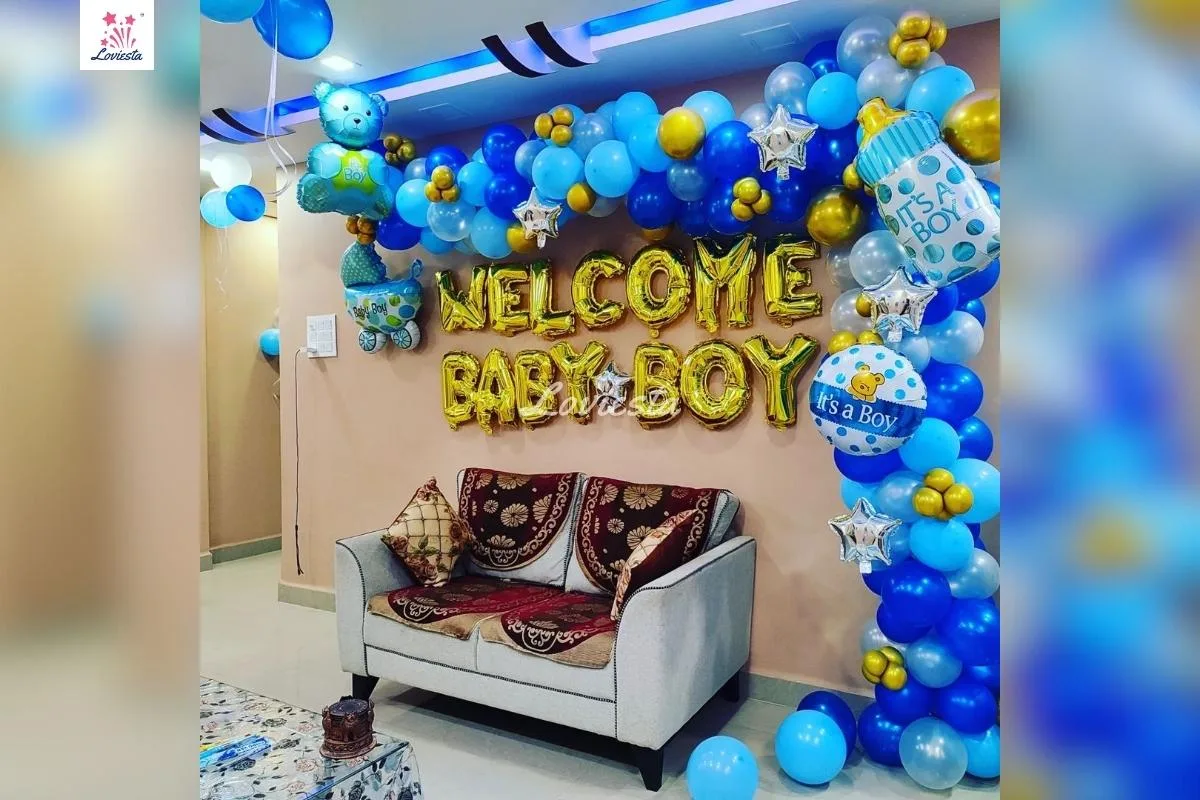Welcome Baby Half Arch Balloon Decoration At Home