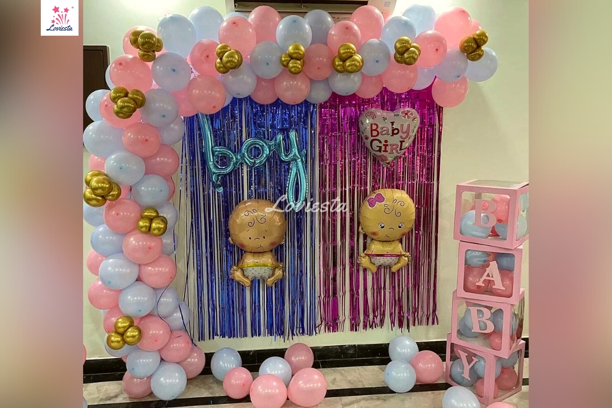 Baby Shower Decoration With Pastel Balloon Arch