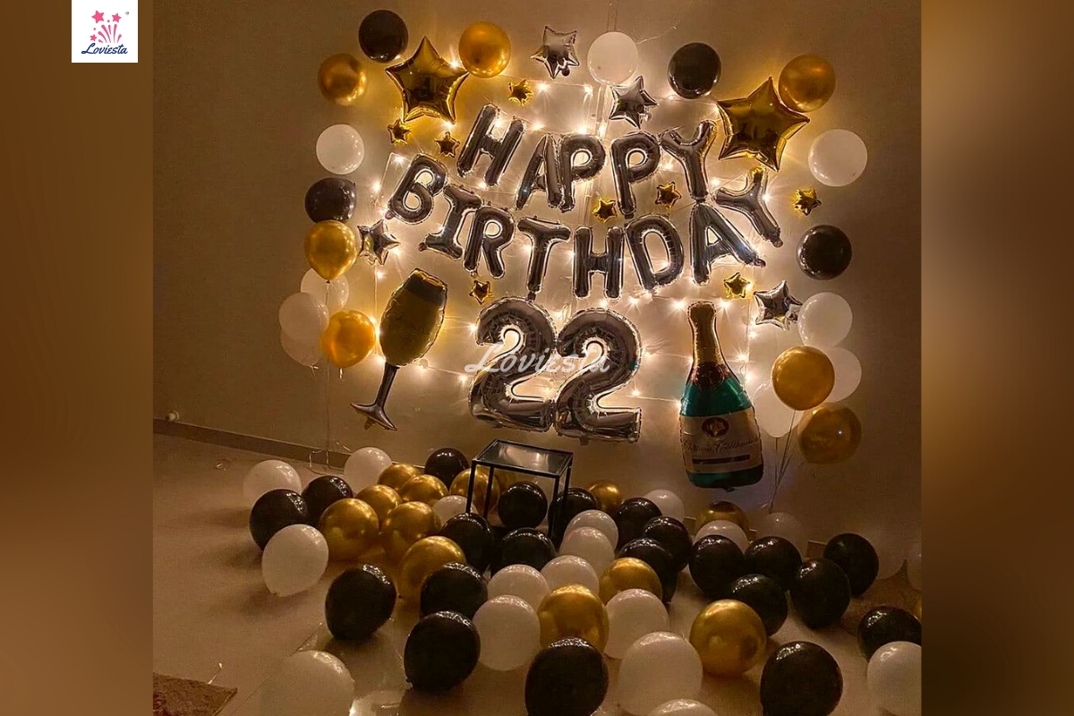 Elegant Birthday Balloon Decoration Surprise For Him