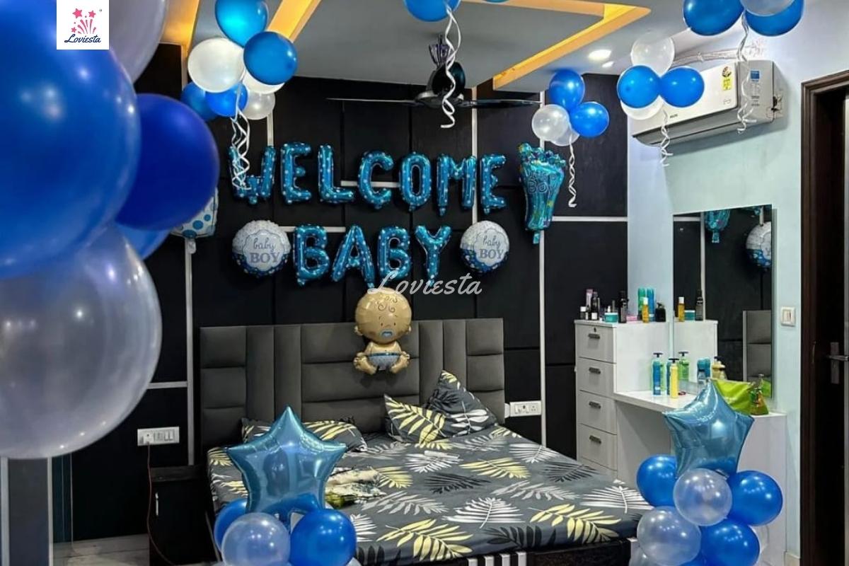 Cute Welcome Baby Boy Decoration At Home