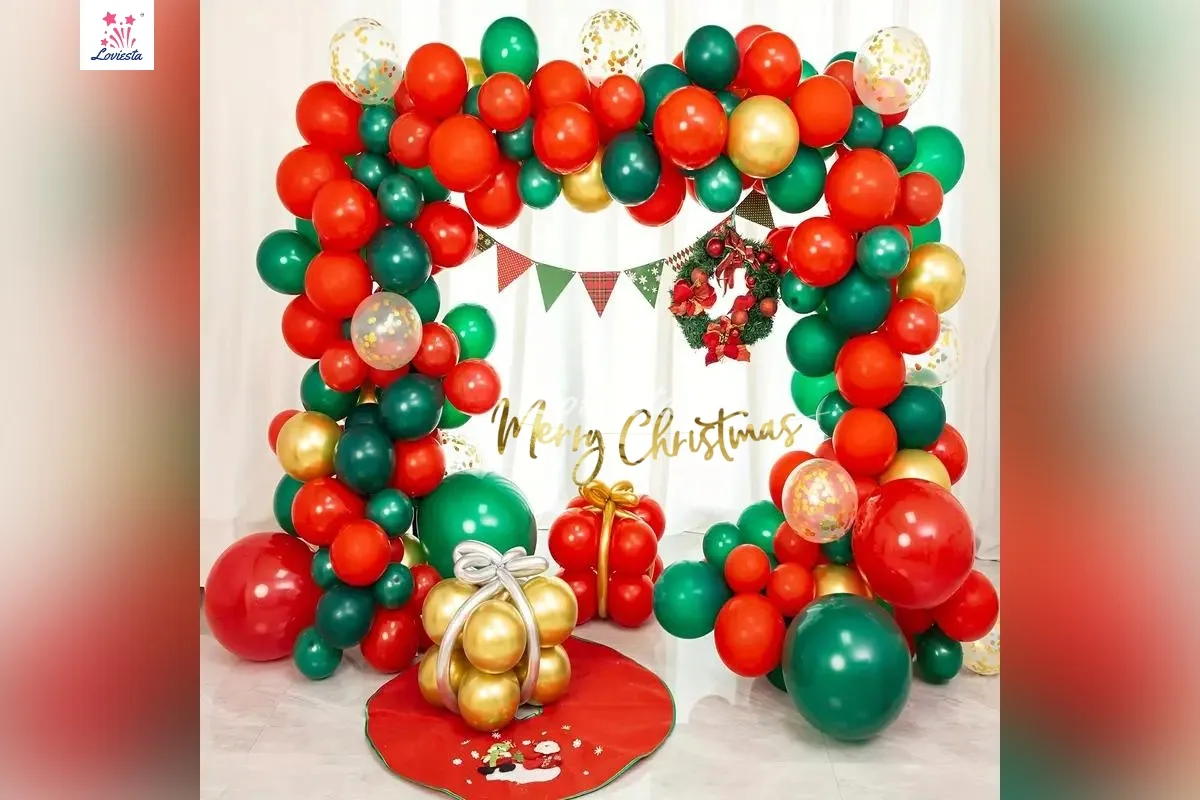 Adoring Balloon Arch Decoration For Christmas Celebration