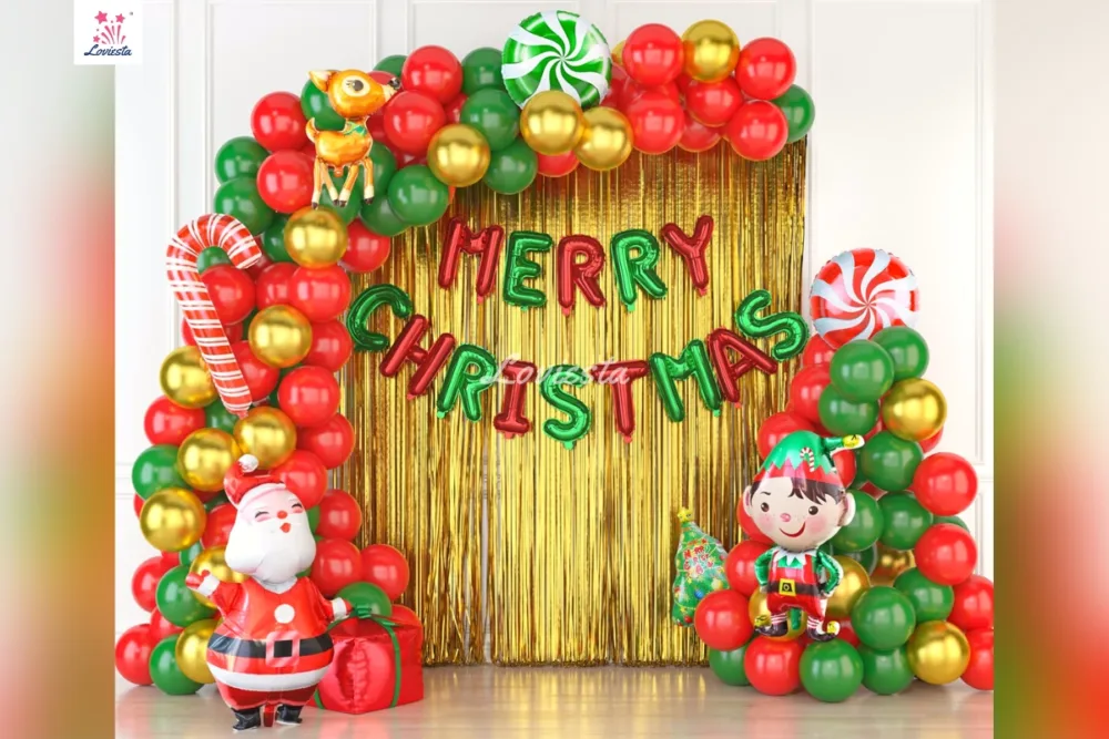 Christmas Theme Balloon Arch Decoration At Home